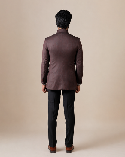 Brown Terry Wool Bandhgala Set