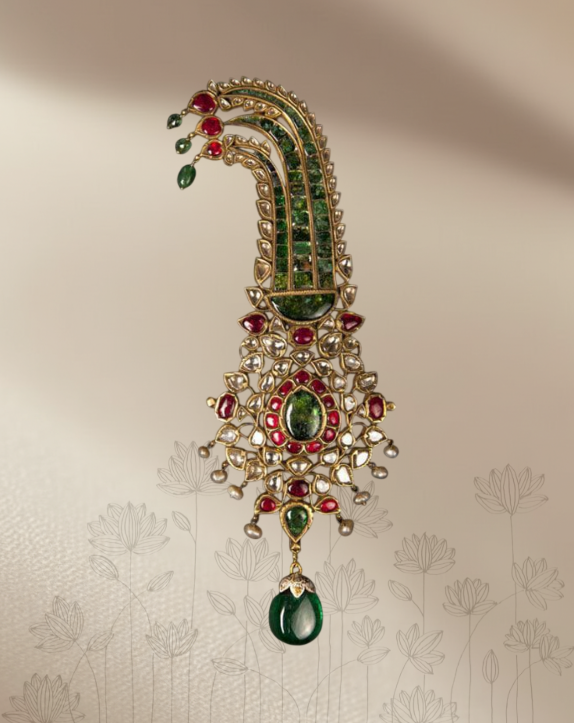 Kundan & Emerald Turban Kalgi