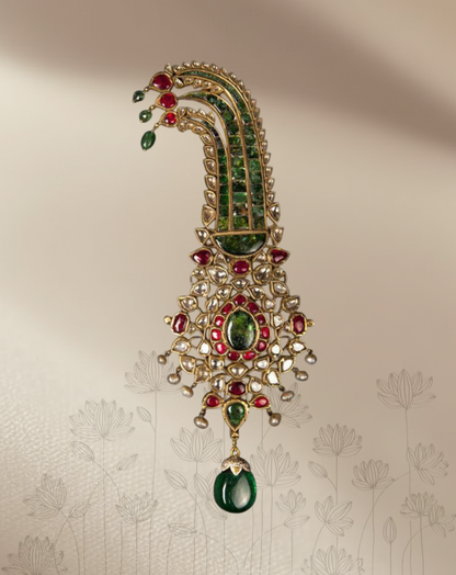 Kundan & Emerald Turban Kalgi
