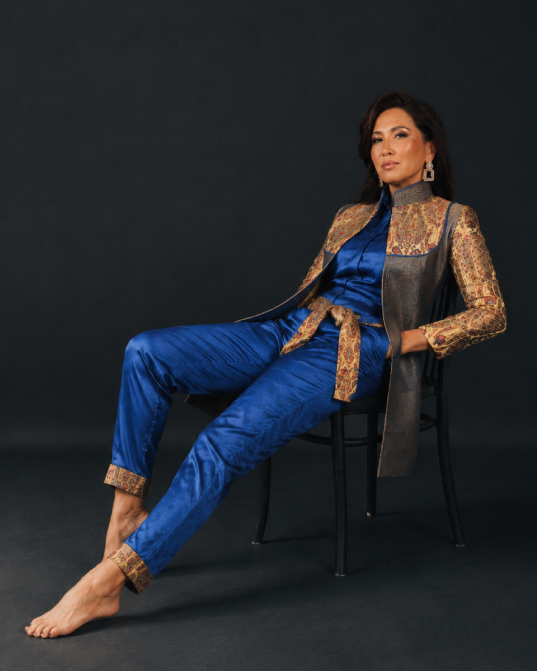 Blue Silk Indo-Western Set
