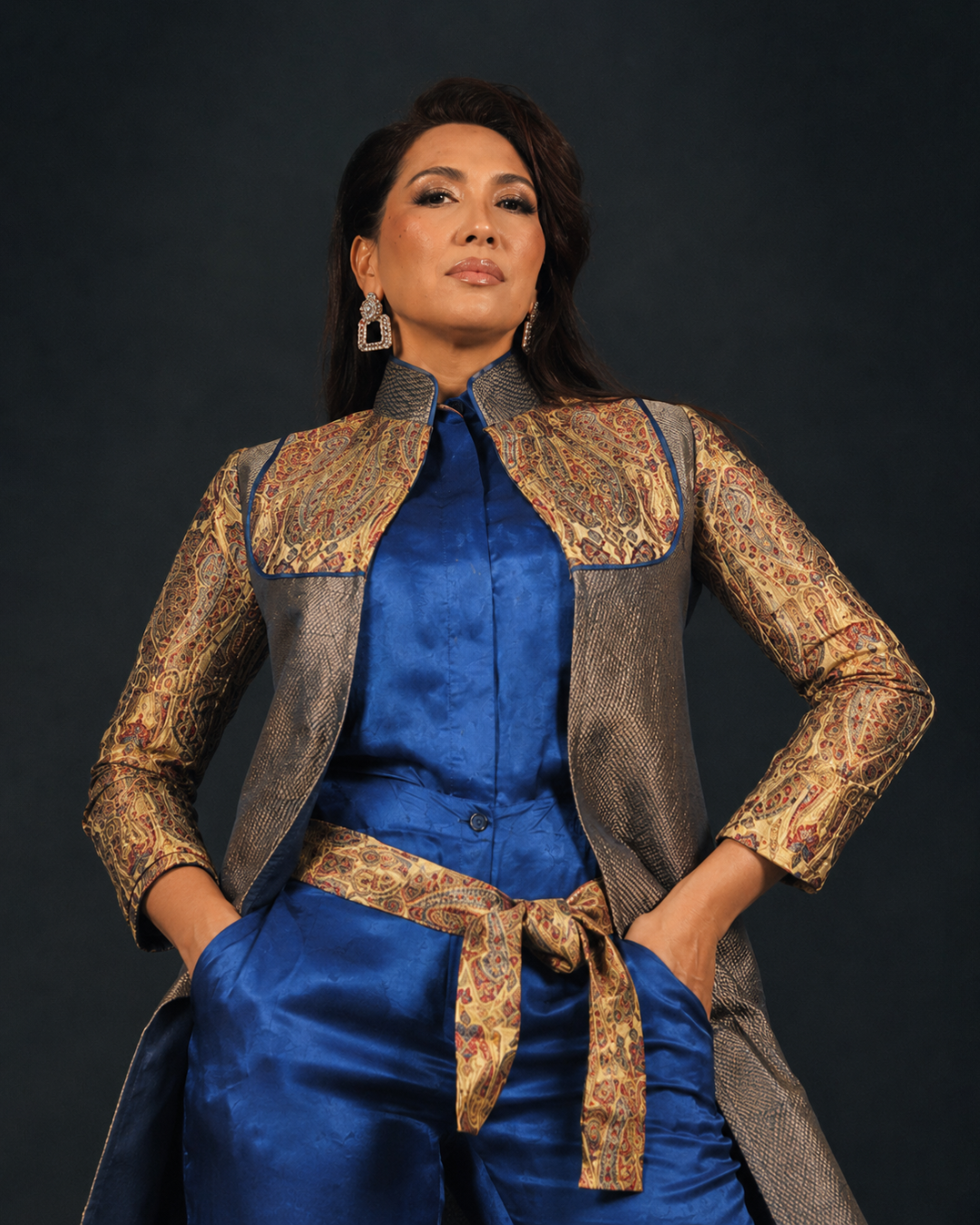 Blue Silk Indo-Western Set