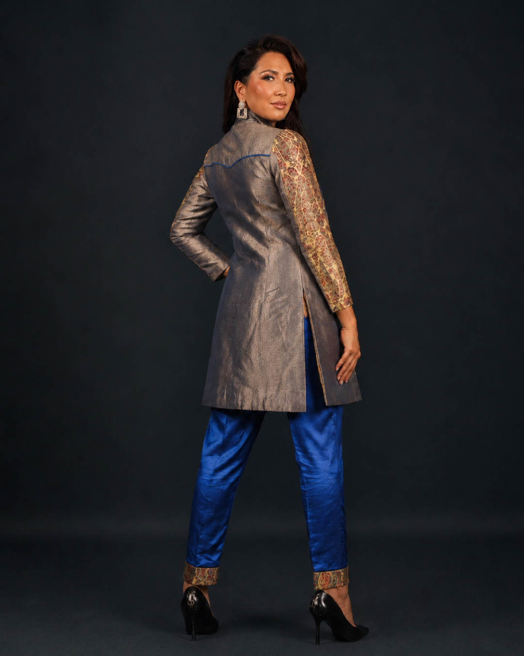 Blue Silk Indo-Western Set