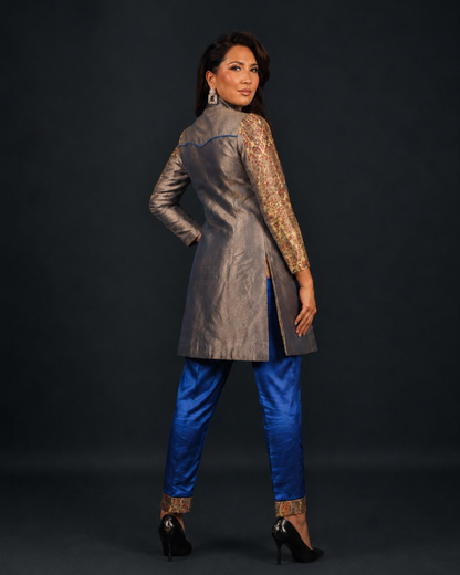 Blue Silk Indo-Western Set