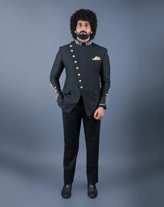 Designer bandhgala suit front view