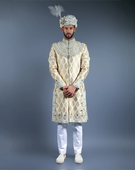 Ivory Pearl Embroidered Sherwani