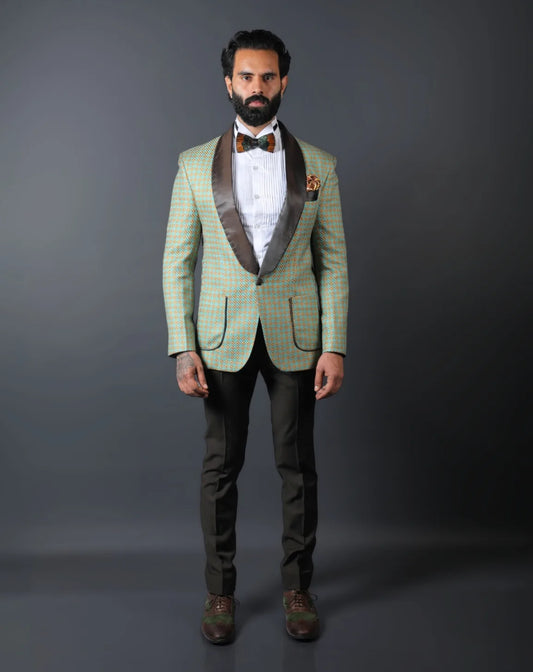 Teal & Bronze Patterned Blazer