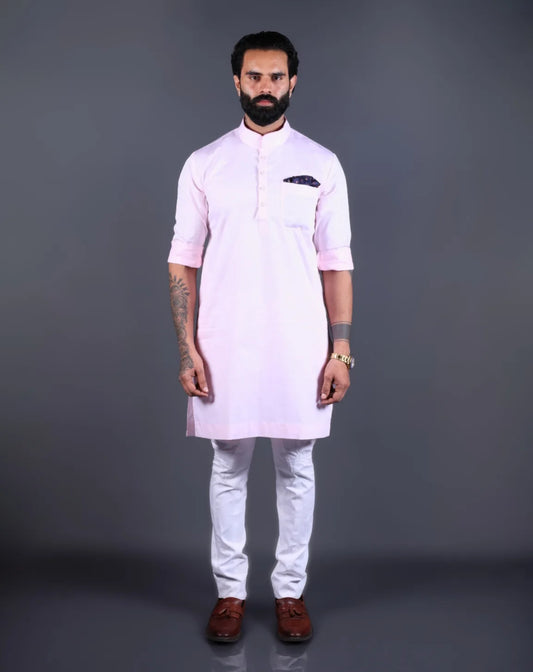 Light Pink Cotton Kurta Set