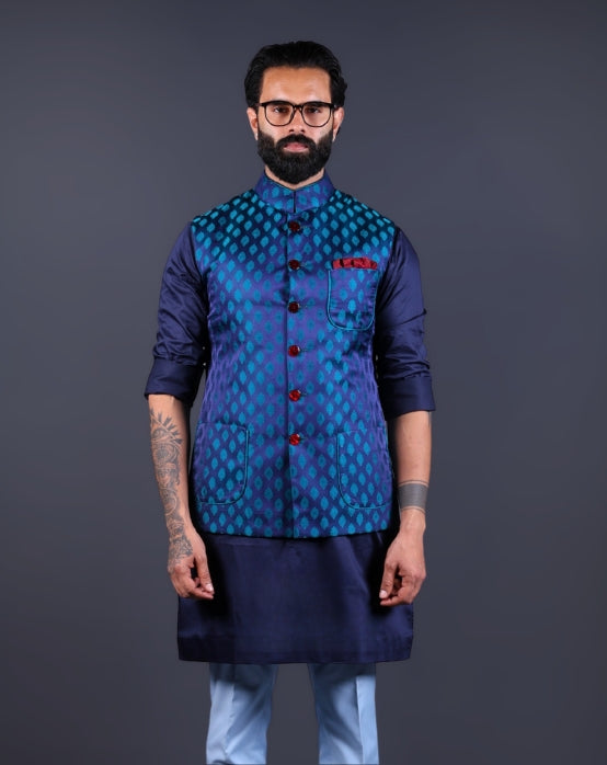 Designer Nehru Jacket for Men with mandarin collar