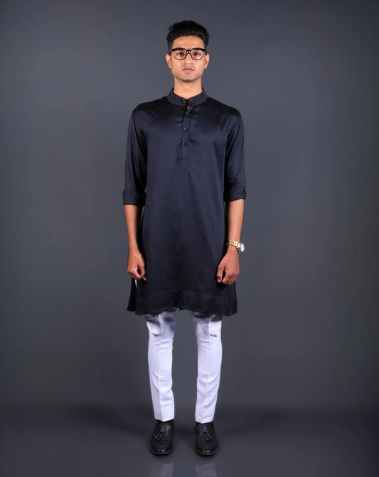 Navy Blue Silk Kurta Set