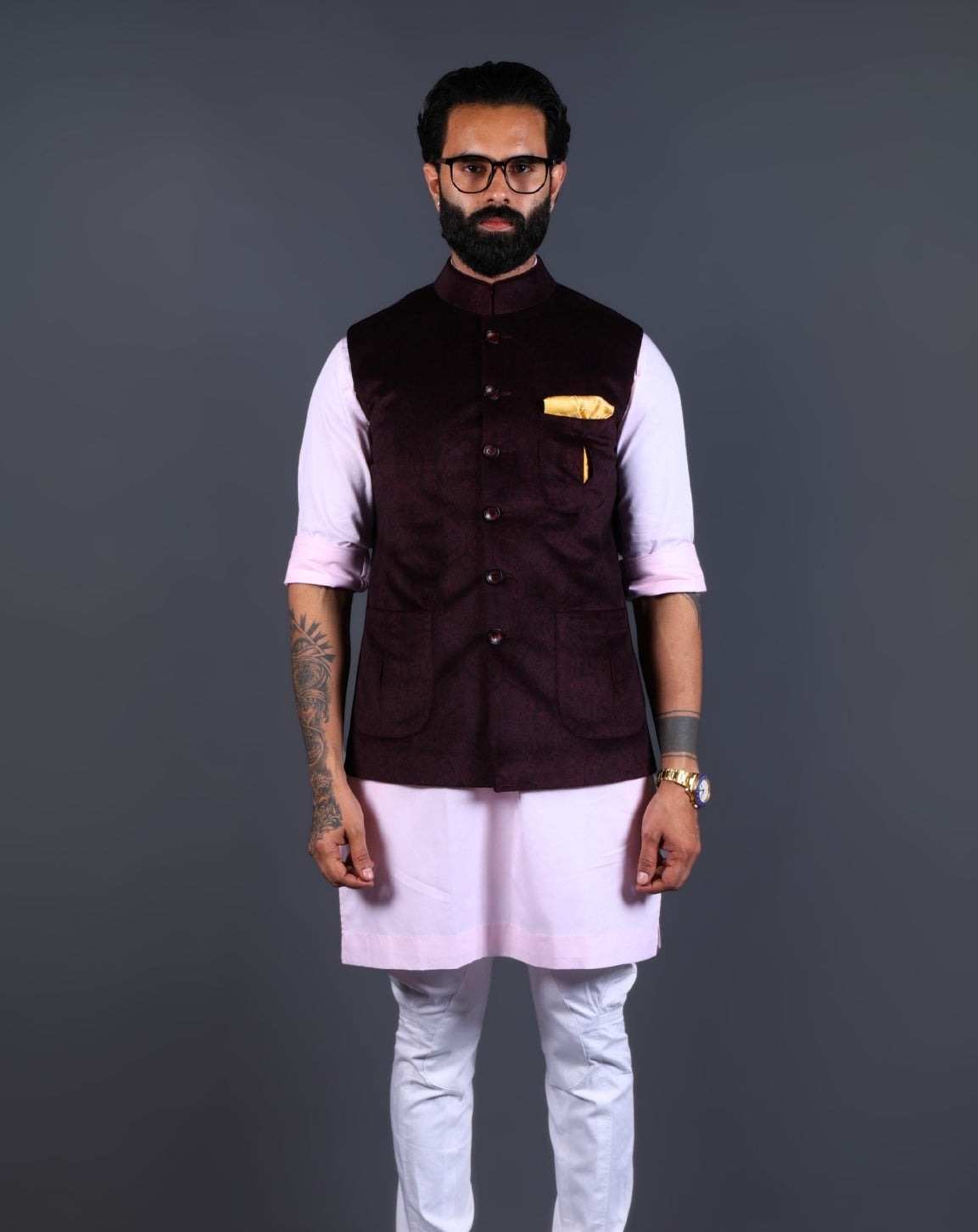 Stylish Nehru Jacket for Men with pocket square